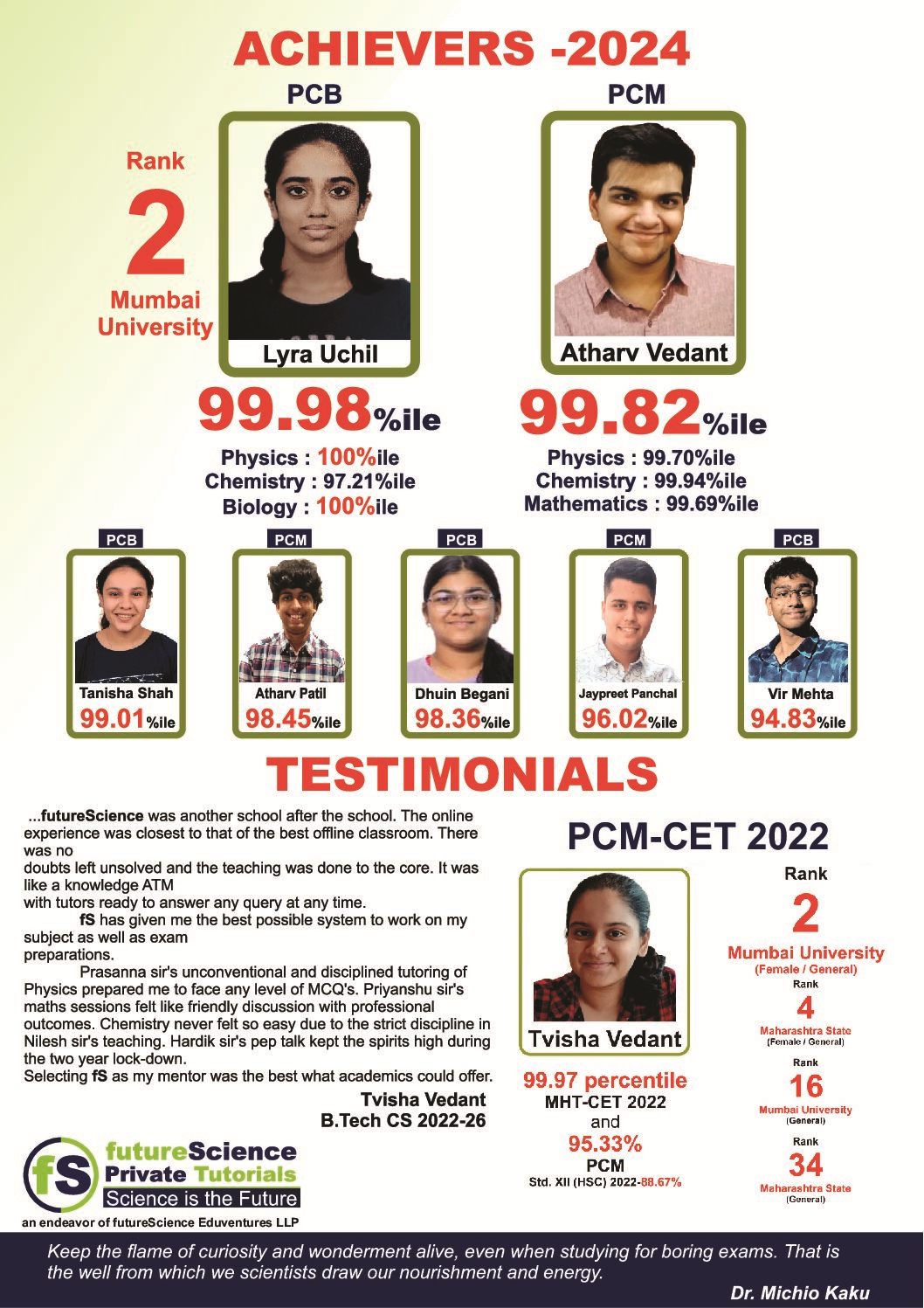futureScience Achievers 2024 brochure