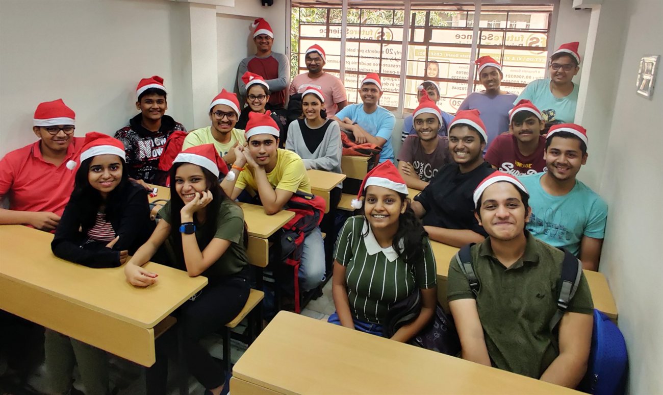Students celebrating Christmas in class